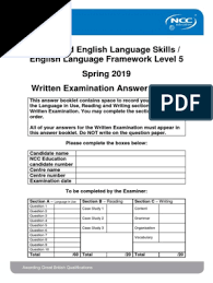 Aels Written Answer Booklet March 2019 Final Pdf English Language Language Mechanics