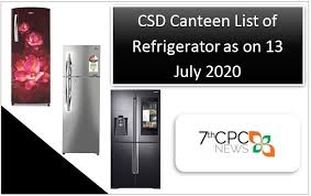 Csd Canteen List Of Refrigerator As On 13 July 2020 Central Government Employees News