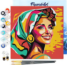 Figured'Art Mini Schilderen op Nummer Volwassenen 20x20cm met lijst  Exotische...