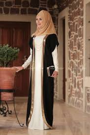 Zerafet Yelekli Elbise Siyah Krem In 2020 Abayas Fashion Muslimah Fashion Outfits Muslim Women Fashion