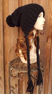 Black Slouchy Knit Hat Womens Hat Black Hat Extra Slouchy Etsy Ear Flap Hats Flap Hat Crochet Hats