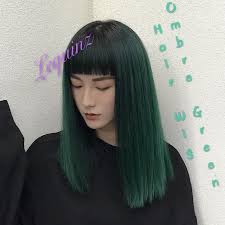 Yes, green #investments pay off! Ombre Black Highlights To Green Full Head Straight Hair Wig Women S Fashion Watches Accessories Hair Accessories On Carousell