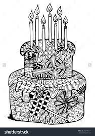 We have simple images for younger coloring fans and advanced images for adults to enjoy. Birthday Cake Zentangle Illustration Hand Drawn Zenart Cake With Candles Happy Birthday Vector Can Be Used Doddle Art Birthday Cake Illustration Cake Drawing