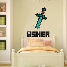 Boys Sword Personalized Name Wall Decal Bedroom Design Decals Video Game Wall Decal Murals Kids Bedroom Wallpaper Modern Wall Decals Bedroom Door Design