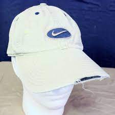 Destroyed Nike Paint Hat Baseball Cap Tan Adjustable One Size Beat Up Blue Strap Nike Baseballcap Painted Hats Baseball Hats Hats