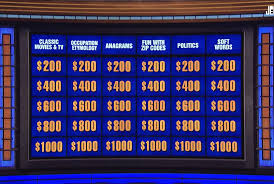 A quiz competition in which contestants are presented with general knowledge clues in the form of answers and must phrase their responses in the form of questions. Jeopardy Question Database Mental Floss