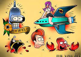 Old Style Futurama Tattoo Futurama Tattoo Traditional Tattoo Art Creepy Tattoos