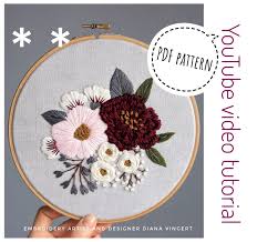 Lia griffith is the queen of paper flower design and here's a free paper flower tutorial for paperpapers that creates a jumbo peony flower backdrop that invokes feelings of spring. Pdf Pattern Video Tutorial Pink And Burgundy Peonies Digital Tutorial Floral Diy Hand Embroidery Digital Download Diy Hand Embroidery Hand Embroidery Pattern Embroidery Patterns