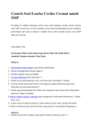 Pdf Contoh Soal Lomba Cerdas Cermat Untuk Smp Harlan Hariz Academia Edu