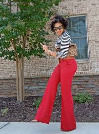Black And White Striped Flare Pants Outfit Black Red White And Stripes Are In This Season A Chic Way To Wear White After Labor Day Fashion Style Size Fashion