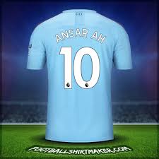 Shop new manchester city kits in home, away and third manchester city shirt styles online at shop.mancity.com. Manchester City Jersey 2019 20 Number 10 Ansar Ah Manchester City Jersey Custom Jerseys