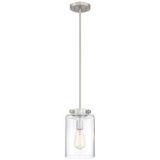 Home Decorators Collection 1 Light Brushed Nickel Mini Pendant With Clear Glass Shade Brushed Nickel Pendant Lights Glass Pendant Light Glass Shades