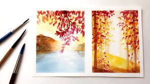 We paint patterns, flowers, and an ocean landscape.for more simple. How To Paint Simple Fall Autumn Inspired Watercolor Ideas Watercolor Painting Youtube