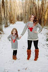 Girls Winter Stripes Red Foil Reindeer Terry Tunic Charcoal Mommy Daughter Outfits Mother Daughter Outfits Mother Daughter Matching Outfits