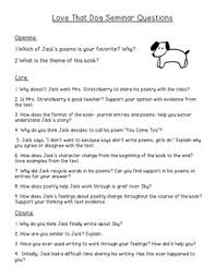 Possibly the greatest gift for dog lovers. Sharon Creech Love That Dog Socratic Seminar Plan By Stephanie Fosdeck