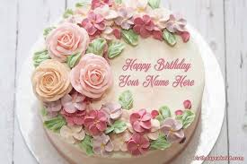 Get your favorite birthday cake wrapped up with some delicious birthday cake chocolate toppings, decorated birthday cake jelly's, flowers, birthday for instance, if you are looking to send a birthday cake pics to a boy then we have some of the best and attractive dark birthday cakes image with the. Amazing Ice Cream Flower Birthday Cake With Your Name