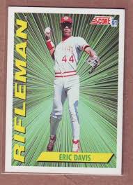 Eric keith davis (born may 29, 1962) is an american former center fielder for several major league baseball (mlb) teams, most notably the cincinnati reds, to which he owes his nickname eric the red.davis was 21 years old when he made his major league debut with the reds on may 19, 1984. Free 1991 Score Eric Davis Rifleman Baseball Card 696 Reds Sports Trading Cards Listia Com Auctions For Free Stuff