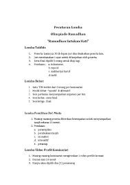 Peserta lomba merupakan anak didik atau santri dari sekolahan usia peserta tidak lebih dari 9 tahun pada tanggal 31 juni 2020. Doc Peraturan Lomba Olimpiade Ramadhan Kammi Semarang 1435 H Fahmi Sipil Academia Edu