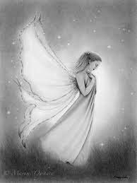 A fairy is sitting on the moon. Birth Of A Fairy By Mayumi Ogihara Beautiful Pencil Sketches Fairy Drawings Angel Coloring Pages