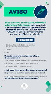 La vacunación contra el coronavirus en jalisco continuará este martes en los municipios de tlajomulco y el salto. Secretaria De Salud Jalisco Atencion A Todo El Personal Medico Y De Enfermeria Del Sector Publico Y Privado Hoy Iniciamos El Pre Registro Para La Vacunacion Contra El Covid19 Si Formas Parte