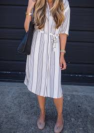 Striped Shirt Dress Classic Flats Casual Dresses Summer Dress Outfits Shirt Dress