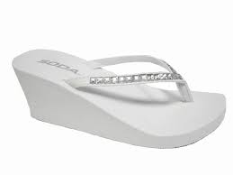 White Platform Wedge Rhinestone Bridal Flip Flops Thongs Heels Sandals Shoes Soda Flipflopsthongs White Wedges Bridal Flip Flops Sandals For Sale