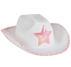 Amazon Com Rhode Island Novelty White Felt Cowgirl Hat With Pink Star One Hat Toys Games Pink Cowboy Hat Cowgirl Hats White Cowboy Hat