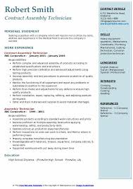 assembly technician resume samples