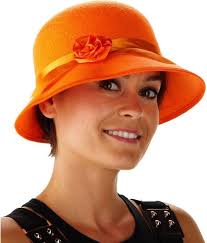 2x pièces chapeau orange pour femme Bea avec fleur