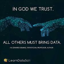 It was adopted by the u.s. In God We Trust All Others Must Bring Data W Edwards Deming Feel Free To Check Us Out At Www Learndatasci Data Quotes Data Science Data Science Quotes