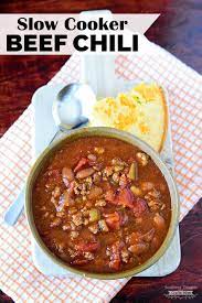This Easy Slow Cooker Beef Chili Recipe Is Full Of Flavor But Not Too Spicy The Best Beef Chi Slow Cooker Beef Beef Chili Recipe Slow Cooker Beef Chili Recipe
