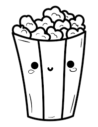 Printable Kawaii Popcorn Coloring Page Colored Popcorn Coloring Pages Color