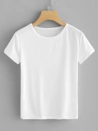 White Round Neck Basic Tee In 2020 Plain Tee Shirts White Tee Shirts White Tee Women