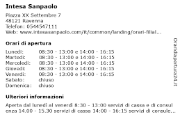 Inoltre, trova nelle vicinanze banca a ravenna. á… Orari Di Apertura Intesa Sanpaolo Piazza Xx Settembre