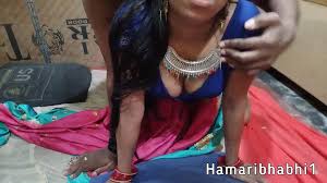 Watch hot and horny Indian wife in saree blouse get romantic and wild