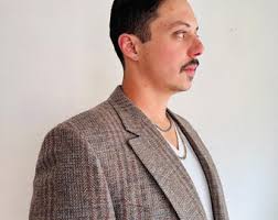 80s Vintage Western Blazer, 46R, 90s Southwestern Cowboy Business Casual  Gray Textured Wool Plaid Cowboy Sports Coat Jacket