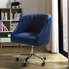 Amazon Com Mid Century Modern Tufted Velvet Task Chair For Home Office Navy Blue Kitchen Dining Task Chair Furniture Mid Century Modern Office Chair