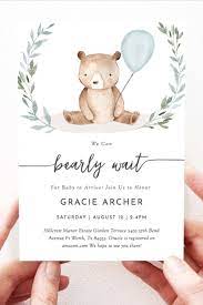 Baby Boy Shower Invitation Bear Baby Shower Invitation Instant Etsy Baby Shower Invitations For Boys Baby Bear Baby Shower Boy Baby Shower Themes