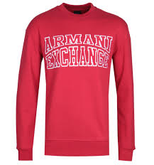 A/x armani exchange red hoodie sweatshirt m mens black pullover 42 chest. Armani Exchange Large Logo Crew Neck Red Sweatshirt