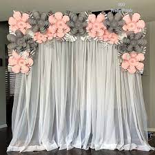 Pink And Grey Floral Backdrop Pink Baby Shower Decorations Girl Baby Shower Decorations Baby Shower Flowers
