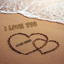 I Love You Sand Writing With Girlfriend Or Boyfriend Name Edit Print Your Lover Name On Heart Shape Sand On The B Sand Writing Beach Photos Photography Genres