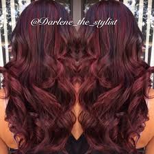 Black And Red Balayage Hair Red Balayage With Dark Brown Lowlights Merlot Hair Color Hair Balayage Hair Brunette Long