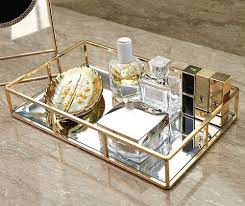 Great vanity night table mirrored trays pottery. 12 X 8 Mirror Tray Mirrored Vanity Tray Jewelry Decorative Trays Metal Gold 756244665412 Ebay Trays Decor Bedroom Bathroom Vanity Tray Glass Tray Decor