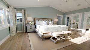Pure white + sage green + bright blue. Light Blue Master Bedrooms