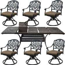 Cast Aluminum 7 Piece Outdoor Patio Dining Set Extendable Table 48 X 132 Sunvuepatio In 2020 Patio Dining Aluminium Outdoor Furniture Cast Aluminum Patio Furniture