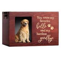 Pet Memorial Urns for Dog or Cat Ashes, Large Wooden Funeral Cremation Urns  with Photo Frame, Memorial Keepsake Memory Box with Black Flannel as ...