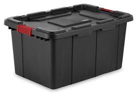 Black And Yellow Storage Bins 27 Gallon Sterilite 14669004 27 Gallon 102 Liter Industrial Tote Black Lid Base W Racer Red Latches 4 Pack Sterilite Tote Storage Industrial Storage