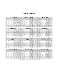 2017 Calendar On One Page Vertical Grid Calendar Free Printable Calendar Templates Calendar 2019 Calendar