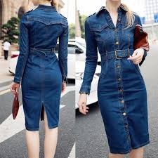 7 84 Gbp Vintage Spring Women Ladies Long Sleeved Slim Casual Denim Jeans Casual Dr Cop Ebay Long Sleeve Denim Shirt Dress Jean Dress Outfits Denim Dress