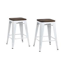 Rhodes metal wood counter stool white project 62 target. Atlin Designs Metal Backless Counter Stool Wood Seat Set Of 2 24 White Ad 1395333